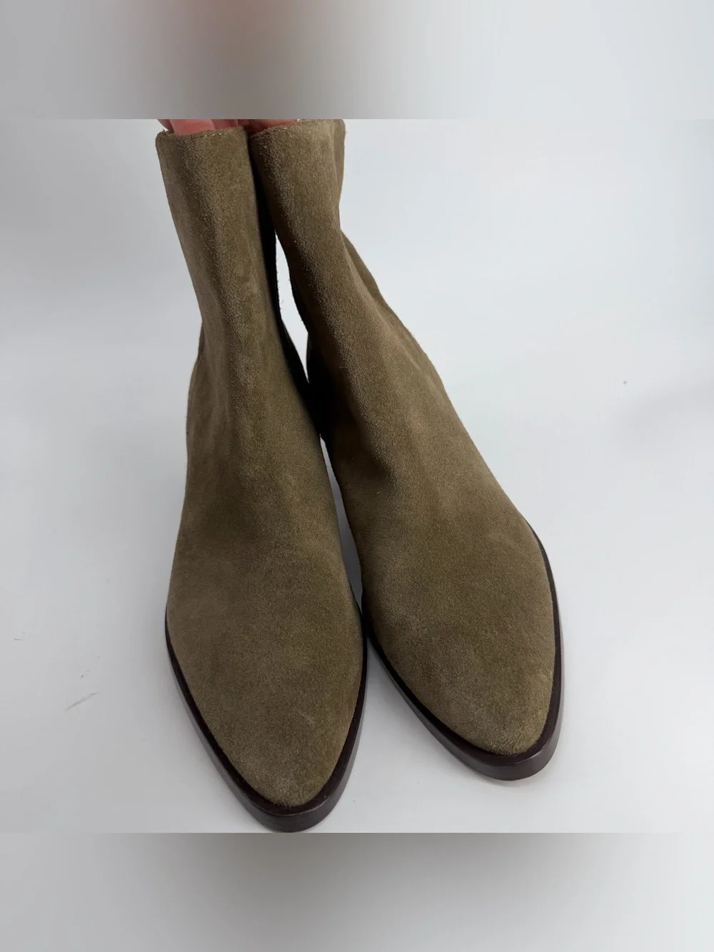 Madewel Suede Block Heel Ankle Boots Olive Green Size 7.5 NWOB